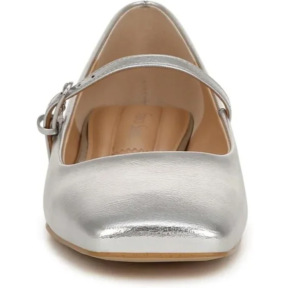 Franco Sarto Flat Shoes Women Silver Polyurethane (PU) Tinsley Mary Jane Shoes - Picture 2 of 9